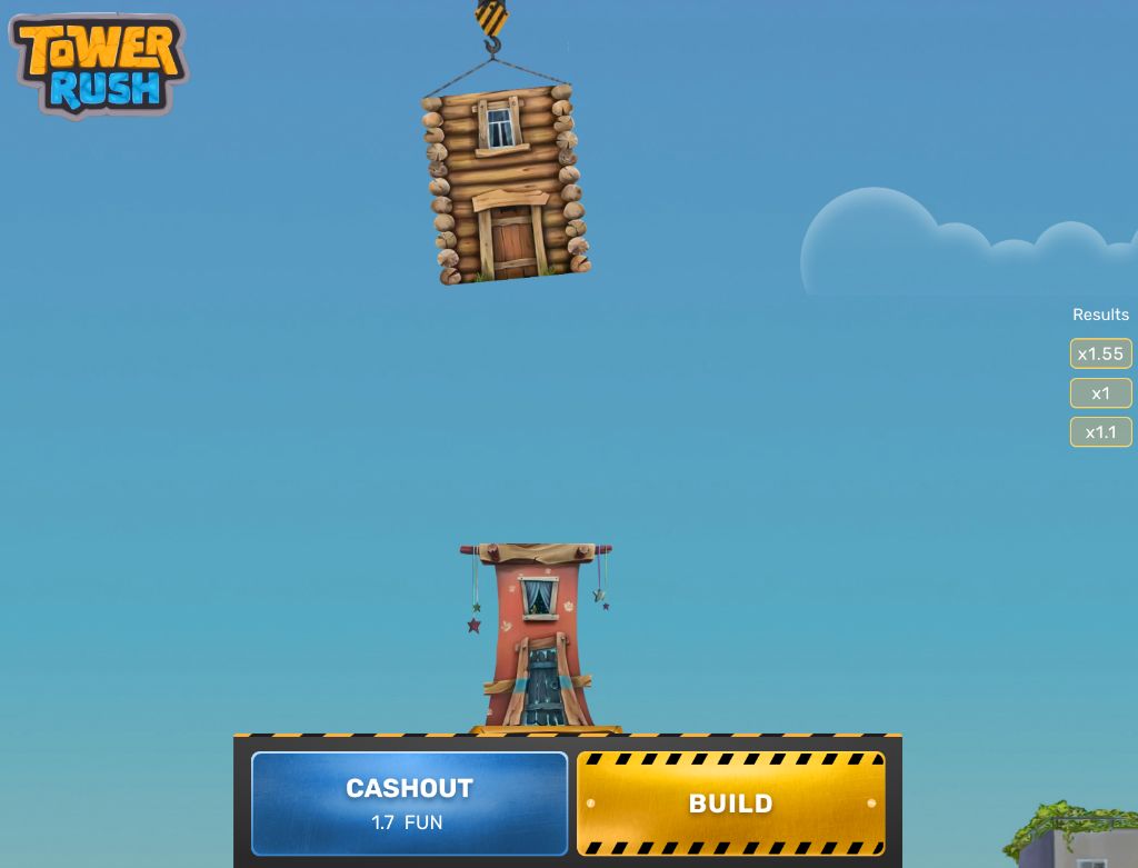 Башня Tower Rush из двух этажей и растущие коэффициенты справа