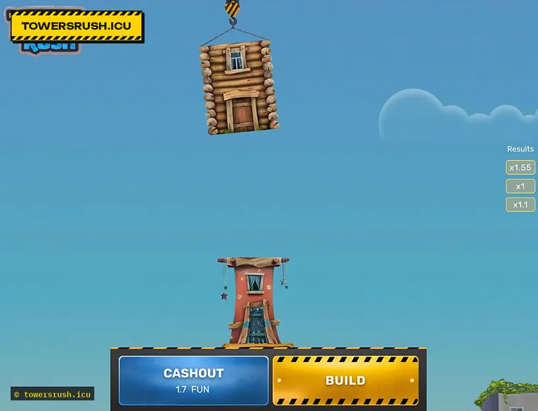 Башня Tower Rush из двух этажей и растущие коэффициенты в колонке Results — towersrush.icu